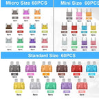Car Blade Fuse 300/180/120pcs,Standard & Mini Fuses with Storage Box for Truck Motorcycle Boat RV 5A 10A 15A 20A 25A 30A 35A 40A
