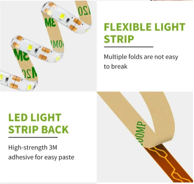 USB LED Strips SMD3528 Light 5V Adapter String Christmas Desk Decor Lamp Tape For TV Background Lighting 5V 50CM 1M 2M 3M 4M 5M
