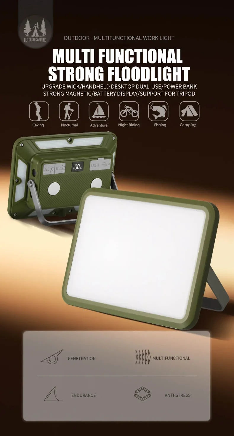 Outdoor Camping Light Super Bright Camping Floodlight Magnetic Rechargeable Led Work Light