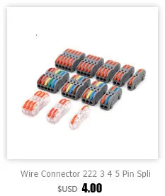 Wire Connector 222-412 2 Pin Splicing Terminal Blocks Led Strip Lighting Electric Quick Connectors Mini Conductor Rail Conector