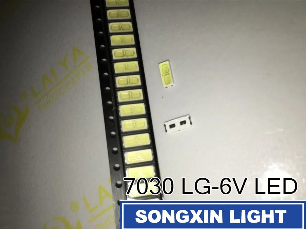 50pcs FOR TV 7030 SMD LED High Power Cold White Diode 110LM 6V TV Television Backlit Super Bright Diodo LED SMD 7030 Cool White