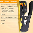 RJ45 Pass Through Crimp Tool, RJ45 Cat5 Cat6 Cat7 Crimping Tool, RJ11 Crimping Tool, Ethernet Network Cable Crimper Stripper