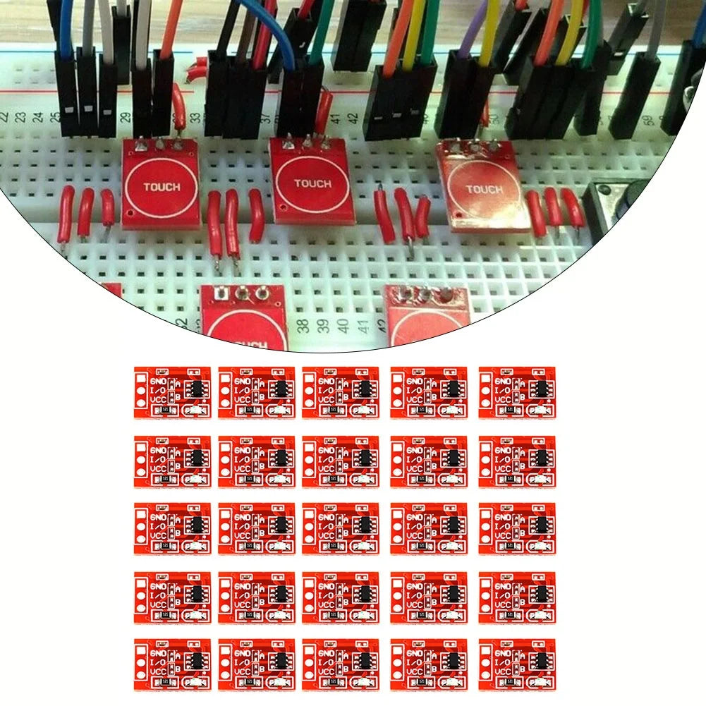 20pcs TTP223 Capacitive Touch Button with Self-Locking Capability and Standard Pinout for Breadboard and PCB Mounting