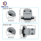DB15 DB25 DB9 DB37 Parallel Serial Port Fmale/Male Solder Connector+Plastic Assemble Shell Cover 37 9 15PIN VGA Adapter