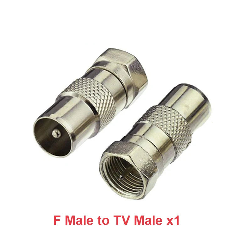 F Type to TV IEC 90 Degree Male Plug Female Jack RF Coaxial Adapter Splitter Gold Plated Connector for Cable TV Satellite TV DVR