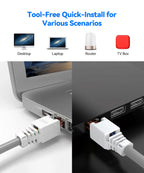 Denswire Tool-Free RJ45 Connectors | UTP Cat5e Cat6 Cat7 Ethernet Plugs for Solid & Stranded Cable
