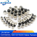 2Set GX12 GX16 GX20 2/3/4/5/6/7/8/9/10 Pin Male Female Butting Wire Cable Circular Aviation Socket Plug Panel Connector