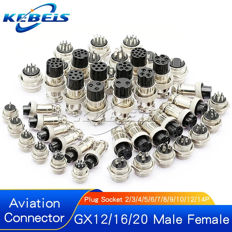 2Set GX12 GX16 GX20 2/3/4/5/6/7/8/9/10 Pin Male Female Butting Wire Cable Circular Aviation Socket Plug Panel Connector