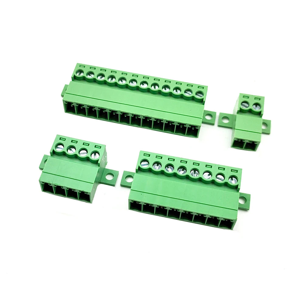 5Sets Solderless Docking Type 15EDG 3.81MM Screw Terminal Block Connector PCB Plug-in Type 15EDGRKC 3.81 Green Terminal Block