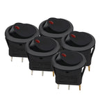 5 Pieces Car Pushbutton Switch 12V ON/OFF Luminescence Toggle Switches Round Rocker Dot Switch LED Light Waterproof