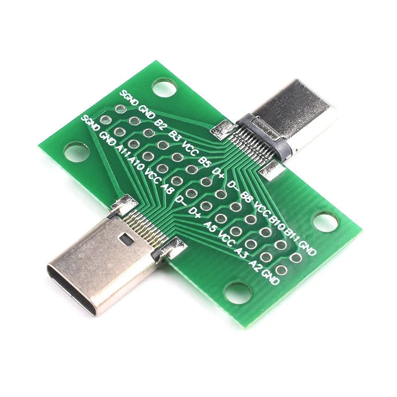 1Pcs Type-C Male to Female USB 3.1 Test PCB Board Adapter Type C 24P 2.54mm Connector Socket For Data Line Wire Cable Transfer