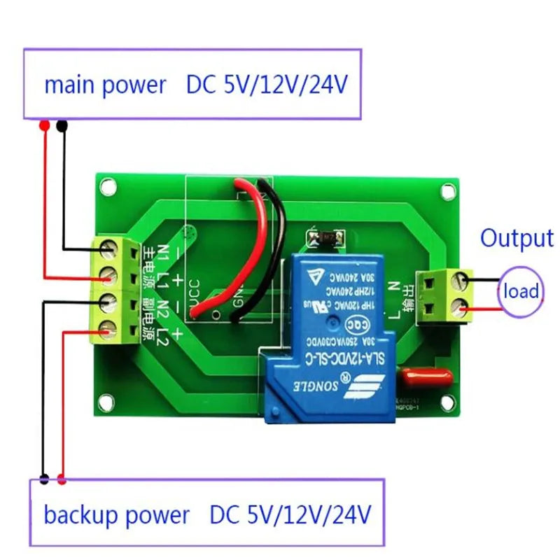 1PCS YYUPS-2 DC/AC 5/12/24/220V power automatic switch / main standby dual power transfer switch relay module
