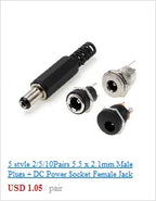 mini usb connector 5 pin Type B female DIP 2 straight-pin PCB soldering socket jack in-line connector