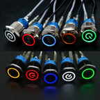 19mm Waterproof Momentary Latching Metal Doorbell Bell Horn Push Button Switch LED Ring Mark Fixation 5V 12V 24V 220 Lock Reset