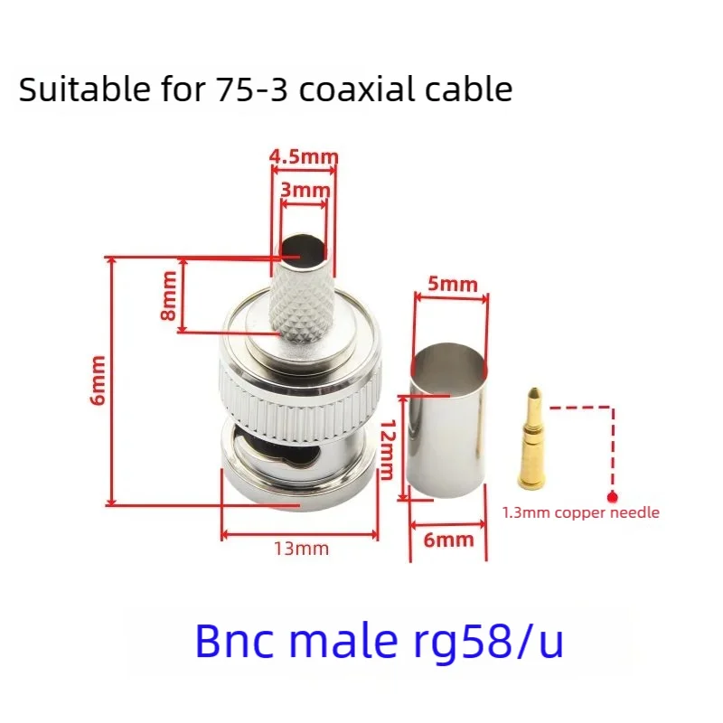 5/10Sets BNC Male Crimp Connector RG58 Cable Plug Adapter CCTV Security Camera IPC Communication Joint