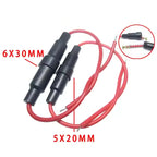 5Pcs 5x20 6x30mm Glass Tube Fuse Holder Screw Type with 22/20AWG Wire Cable 250V Fuse Box