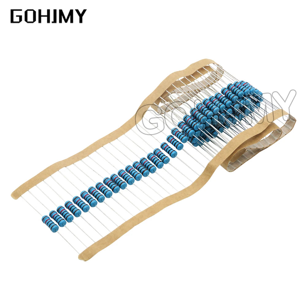 20pcs 1W Metal film resistor 1% 1R ~ 1M 1 2 10 22 47 100 330 ohm 1K 4.7K 10K 22K 47K 100K 330K 470K 2R 10R 22R 47R 100R 330R
