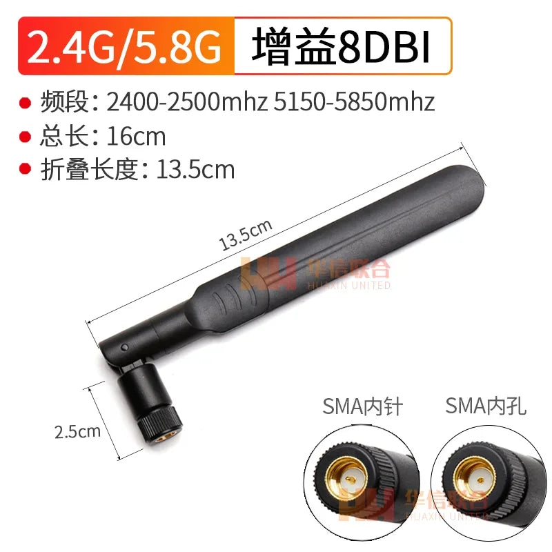 1Pcs 2.4G 5G 5.8G 3DBI Dual Frequency Stick Wifi Bluetooth Zigbee External Chili Pepper SMA Foldable Antenna