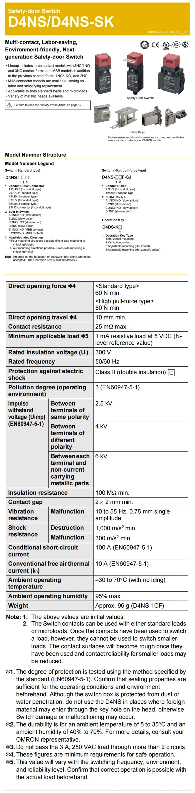 Authentic New Omron D4NS-1AF 1BF 1CF 2AF 2BF 2CF 4AF 4BF 4CF Safety-Door Switch Limit New Generation Multi-Contact Type