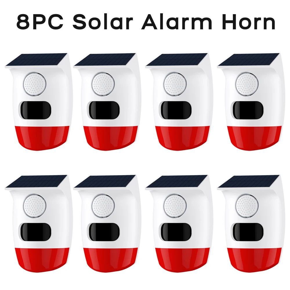 Outdoor Solar Alarm PIR Infrared Motion Sensor 120dB Siren Sound Light Flash Waterproof Security Protection for Yard
