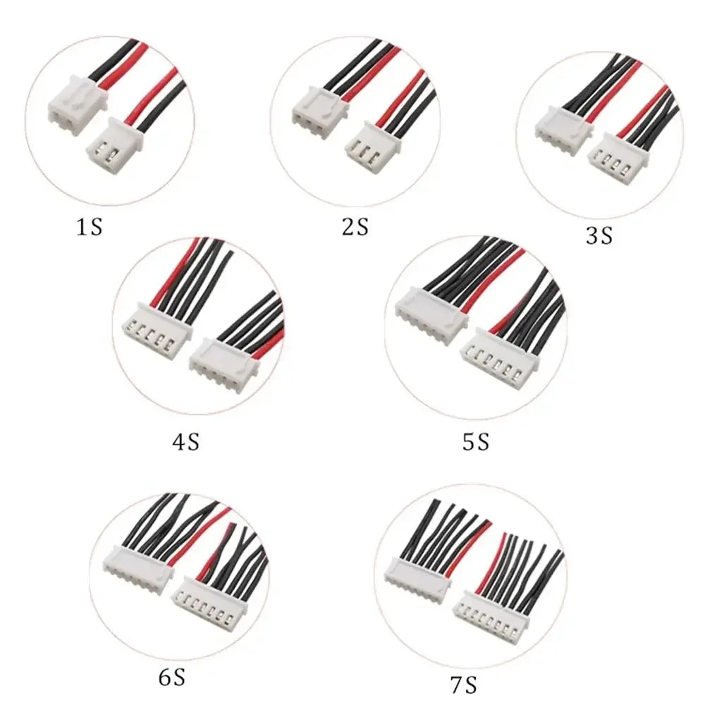 5Pcs JST XH 1S 2S 3S 4S 5S 6S 7S Lipo Battery Balance Charger Cable IMAX B6 Connector Plug 22AWG Silicone Wire 10cm 20cm