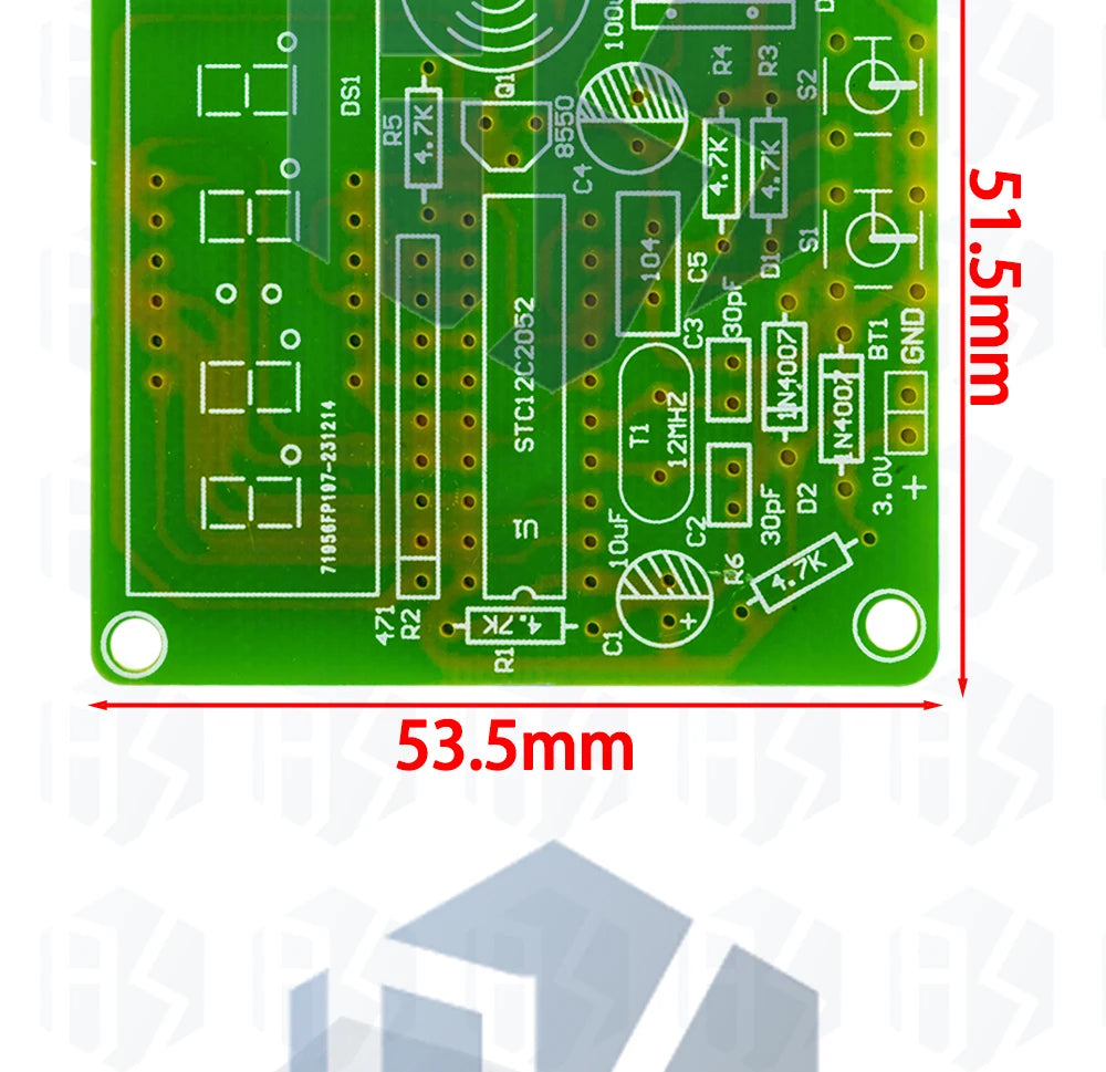 ‌AT89C2051-24PU 8051 Microcontroller LED Clock Kit – 4-Digit 7-Segment DIY Soldering Project with DS1307 RTC (I²C) | Alarm/Timer
