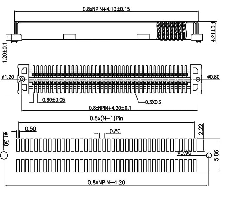 1Pcs Male Female Board to Board Connector BTB 0.8mm Pitch Double Row Patch 40P/60P/80P/100P/120P/140Pin Highly 3.7mm/4.6mm