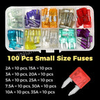100/50pcs Car Truck Micro Blade Fuses 2A 3A 5A 7.5A 10A 15A 20A 25A 30A 35A AMP Mini Size Fuse Plastic Box Assortment with Clip