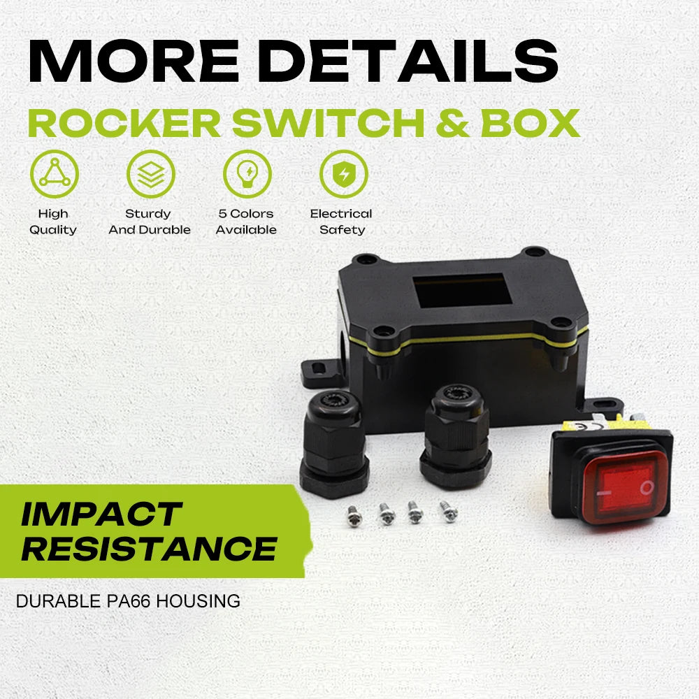 FILN Waterproof Rocker Switch Box 16A 12V 24V 110V 220V KCD4 ON-OFF Inline Toggle Switch with LED Indicator Light PA66 Enclosure