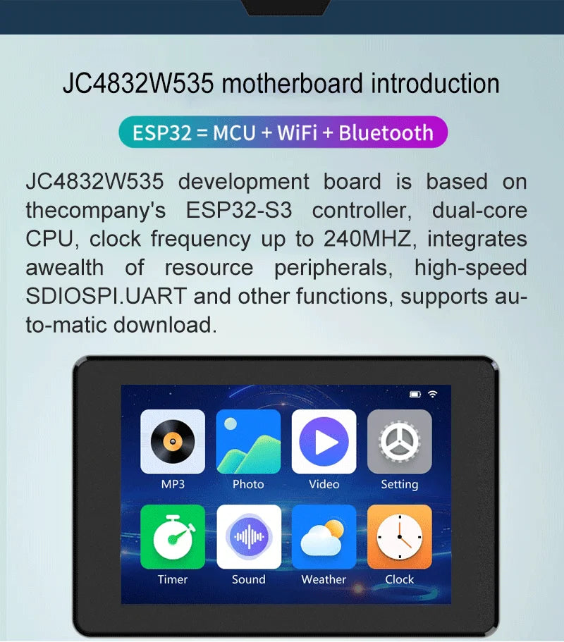ESP32-S3 3.5-inch capacitive touch IPS module 8M PSRAM 16M FLASH Arduino LVGL development 320 * 480