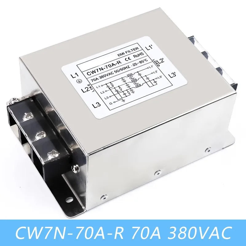EMI filter power purifier CW7N-20/30/40/50/60/70/75A-R 380VAC 3-phase AC power supply filter Anti-interference