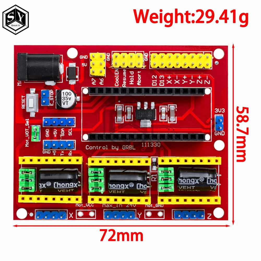 3DV4 CNC Shield V4 + Nano 3.0 + 3pcs DRV8825 Reprap Stepper Drivers Set For Arduino
