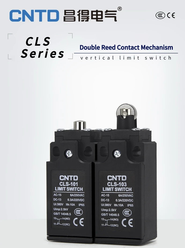 CNTD CLS-103 Cross Roller Plunger Limit Switch 1NO+1NC IP65 Waterproof Oil Resistant Travel Switch 6A 250VAC Industrial Control