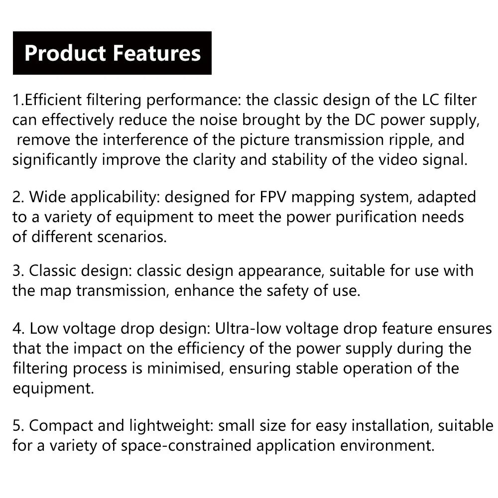 LC Filter Module 3A 5-30V Built-in Reverse Polarity Protection Radiated Filter for FPV Drone