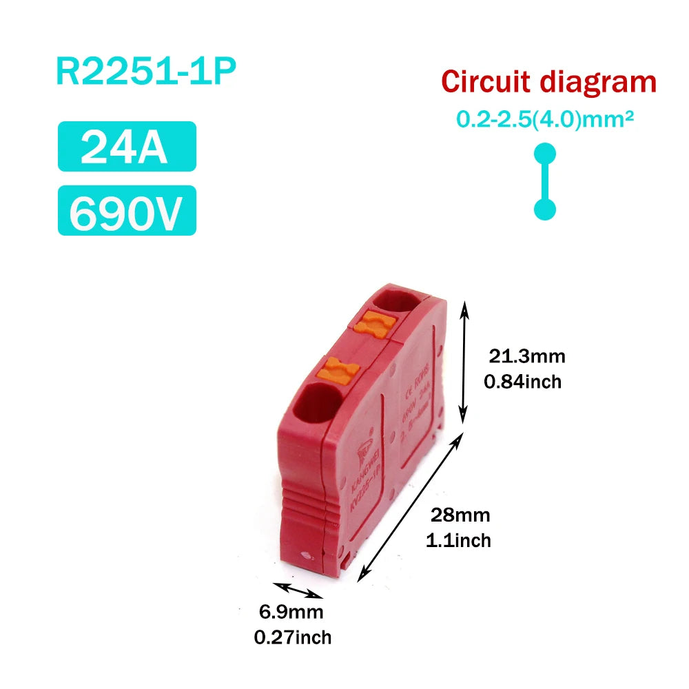 Wire Electrical Connectors Wire Push-in Terminal Block multiple in multiple out Connector Mount On Din Rail with fixing Hole