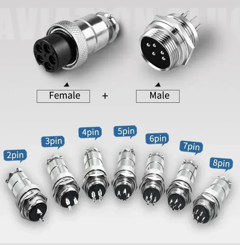 5/10/20Set GX12 GX16 GX20 2P 3P 4P 5P 6P 7P 8P 9P 10P 12P 14P 15 Pin Docking Aviation Plug Socket Waterproof Circular Connector