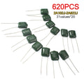 150-620PCS 100V Polyester Film Capacitor Assorted Kit 0.33nf 0.47nf 0.56nf 0.82nf 1nf 2A331J 2A471J 2A561J 2A821J 2A102J