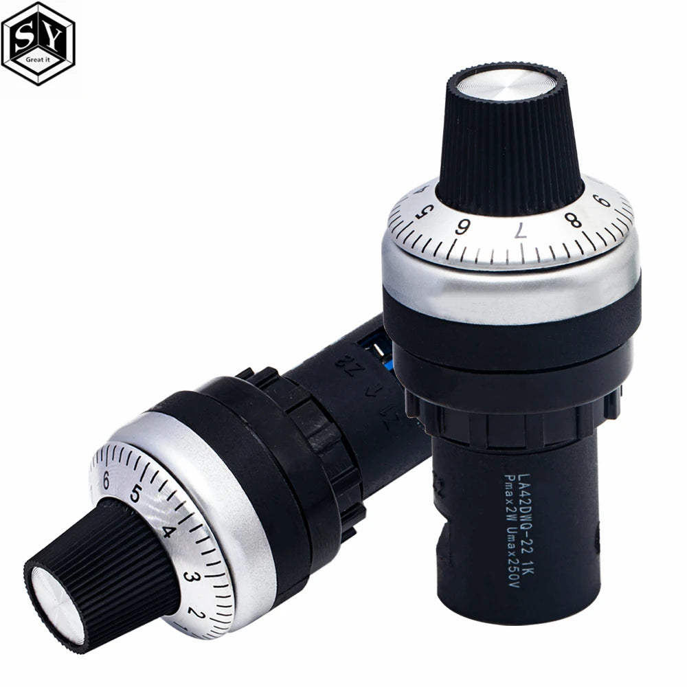 LA42DWQ-22-Pro 1K 2K 5K 10K 20K 50K 100k 200k 500K  22mm Diameter Pots Rotary Potentiometer Resistance Switch for arduino