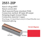 Electrical Cable Wire Connectors Push-in Terminal Block Universal Compact Wiring Multiple In Out Spliceable Mount On Din Rail