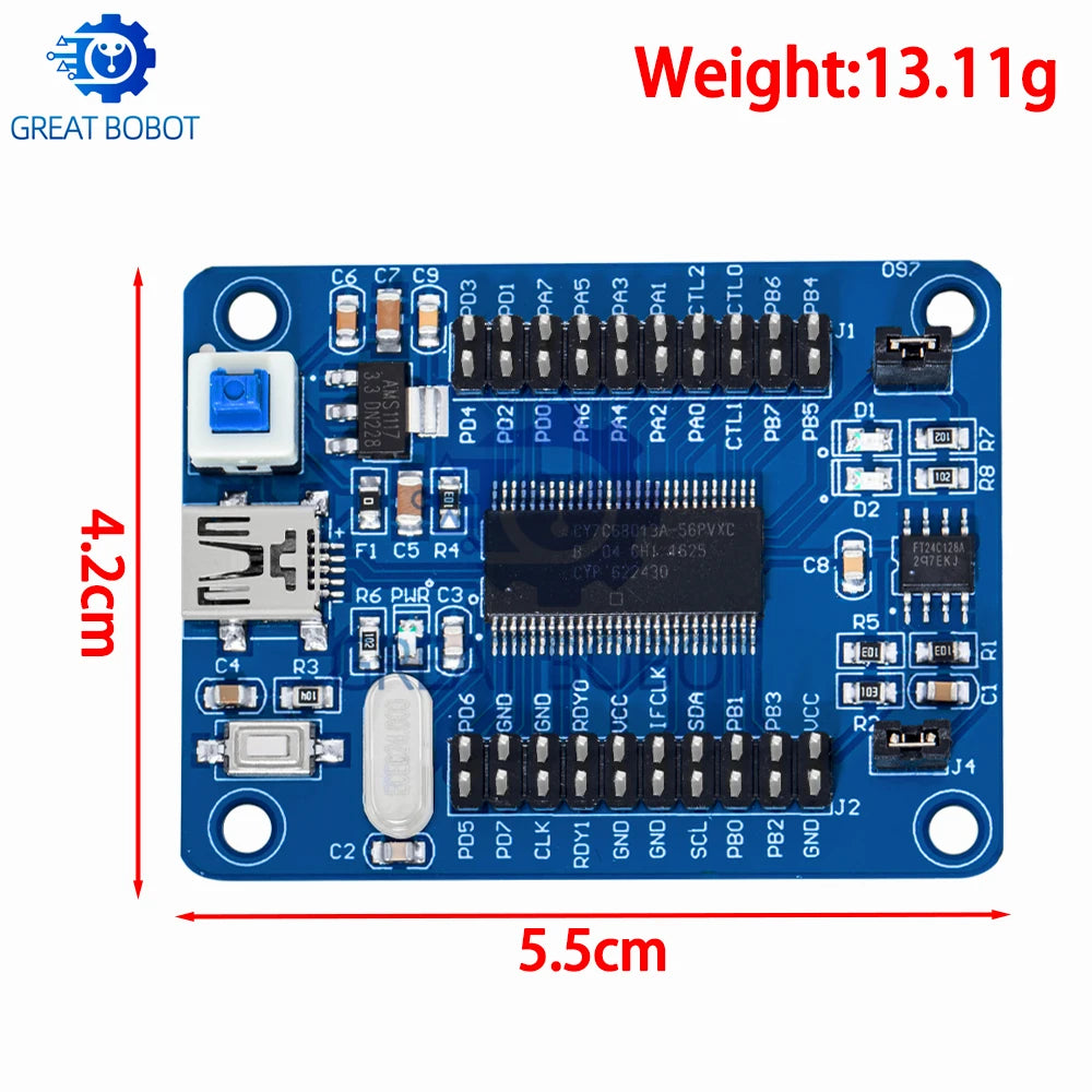 BS EZ-USB FX2LP CY7C68013A USB Core Board Development Board  USB Logic Analyzer with I2C,Serial&SPI Interface Modules, Mini USB