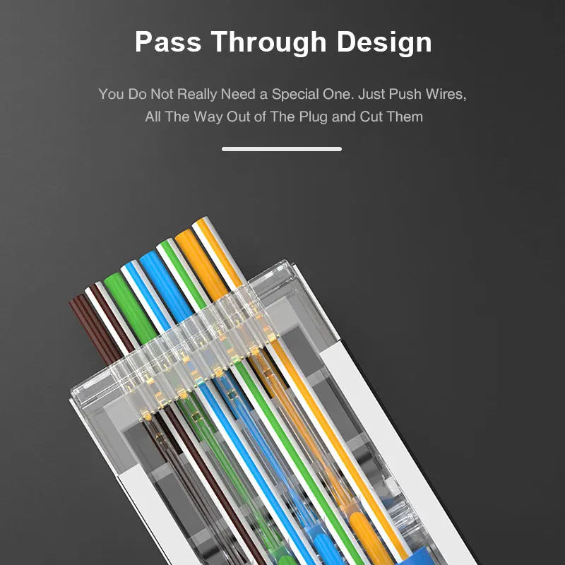 ZoeRax 100-PACK CAT6A CAT6 CAT5E Pass Through Connector Ethernet Connectors UTP Network Plug for Solid Wire and Standard Cable