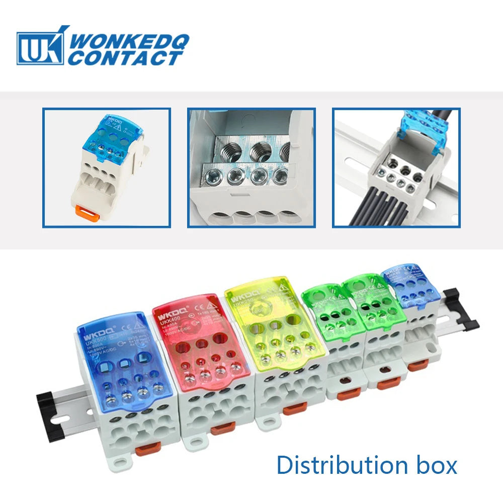 UKK Distribution Box One In Several Out Power Electrical Connector Junction Din Rail Terminal Block UKK80A/125A/160A/250A/400A