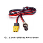 XT60 To GX16 2/3 Pin Aviation Plug Male To Female Power Cord 12AWG Electric Vehicle Battery Charging Power Output Cable 0.3-3M