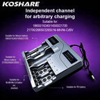 KOSHARE LED Smart Battery Charger For AA AAA Ni-MH Ni-Cd 9V Batteries 18650/16340/14500/21700 /26650/32650 Lithium Battery