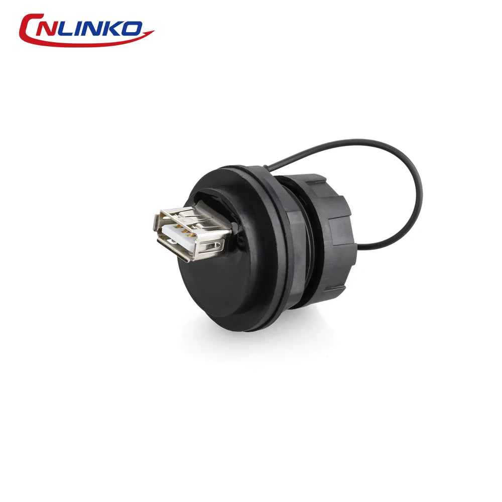CNLINKO Front Nut Fix Female to Female USB2.0 USB3.0 Connector Panel Mount Socket Receptacles Waterproof IP67 Bayonet Connection