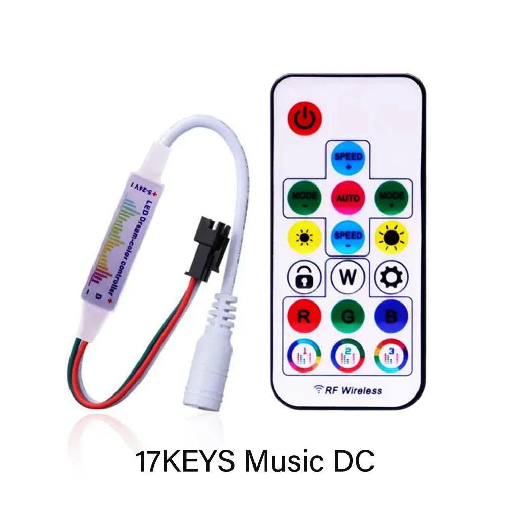 WS2811 WS2812B WS2813 WS2815 LED Pixels Strip Light Controller 3/4PIN USB/DC RF 14/17/21Keys LED Tape Remote Controller DC5-24V