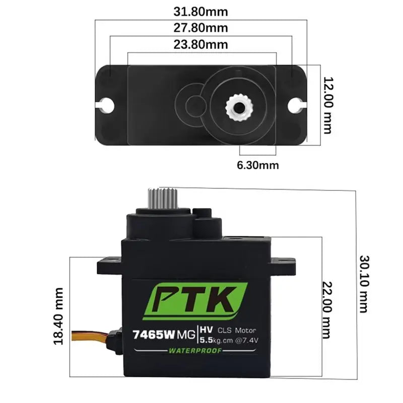 ABJA-PTK 7465W MG Micro Digital Servo Metal Gear Motor 5Kg Torque For SCX24 AX24 1/24 Crawler Cars Robots Fixed Wings