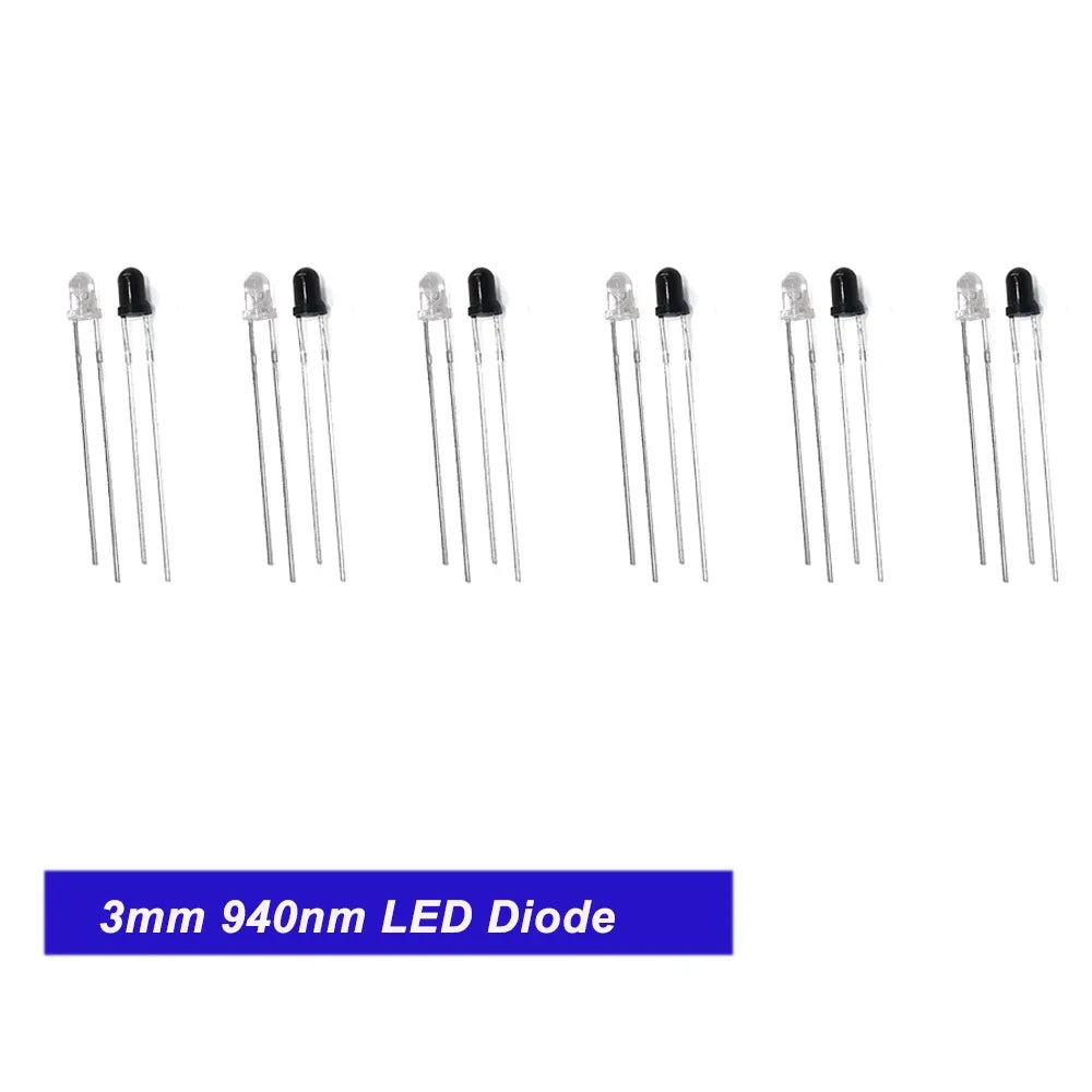 20/40PCS 3mm & 5mm 940nm LEDs Infrared Emitter and IR Receiver Diode Diodes Kit - for Remote Control Applications ,arduino