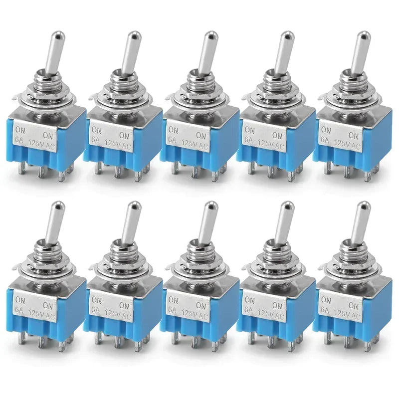 10Pcs Miniature Toggle Switch ON-OFF-ON Mini Button Rocker Power Switch 3Pin 6Pin ON-OFF MTS-102 MTS-103 MTS-202 MTS-203