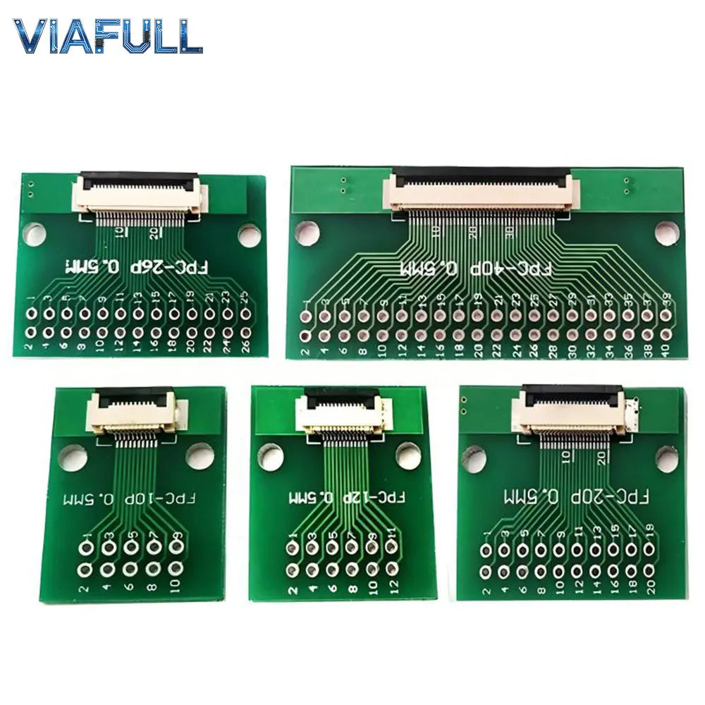 FC/FPC 6-80P to 2.54mm DIP Adapter Board 0.5mm Pitch Flexible Flat Cable Breakout PCB Soldered FR4 Double-Sided Converter Module